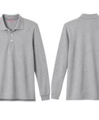 Custom School Uniform Long Sleeve Polo Shirt Grey B2B School Uniform Manufacturer