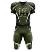 Wholesale Dark Olive American Football Uniform Set – Polyester Jersey & Pants