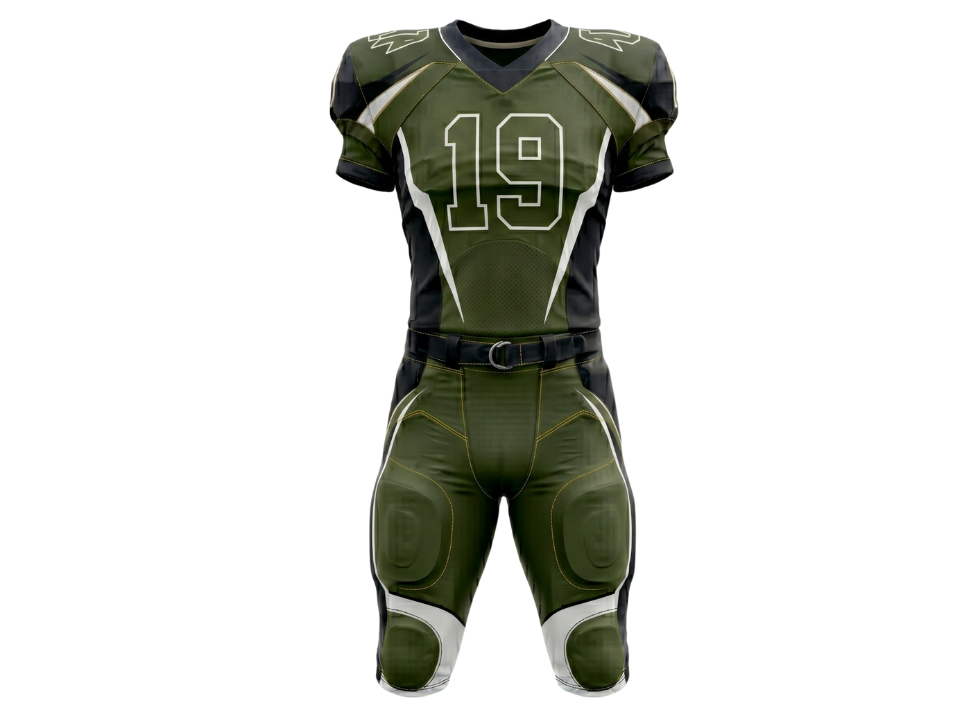 Wholesale Dark Olive American Football Uniform Set – Polyester Jersey & Pants