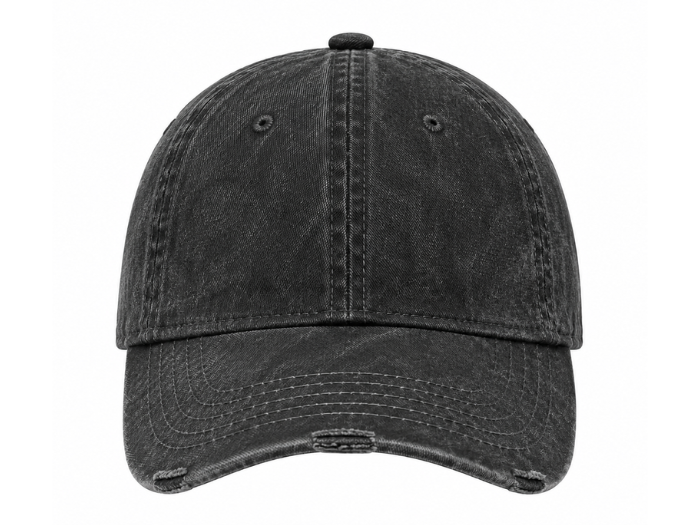 Custom Black Acid Wash Baseball Cap B2B front design preview