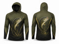 Custom Fishing Hoodie | Wholesale Performance Fishing Hoodie | Olive Green Black Bass | Apparels Bridge