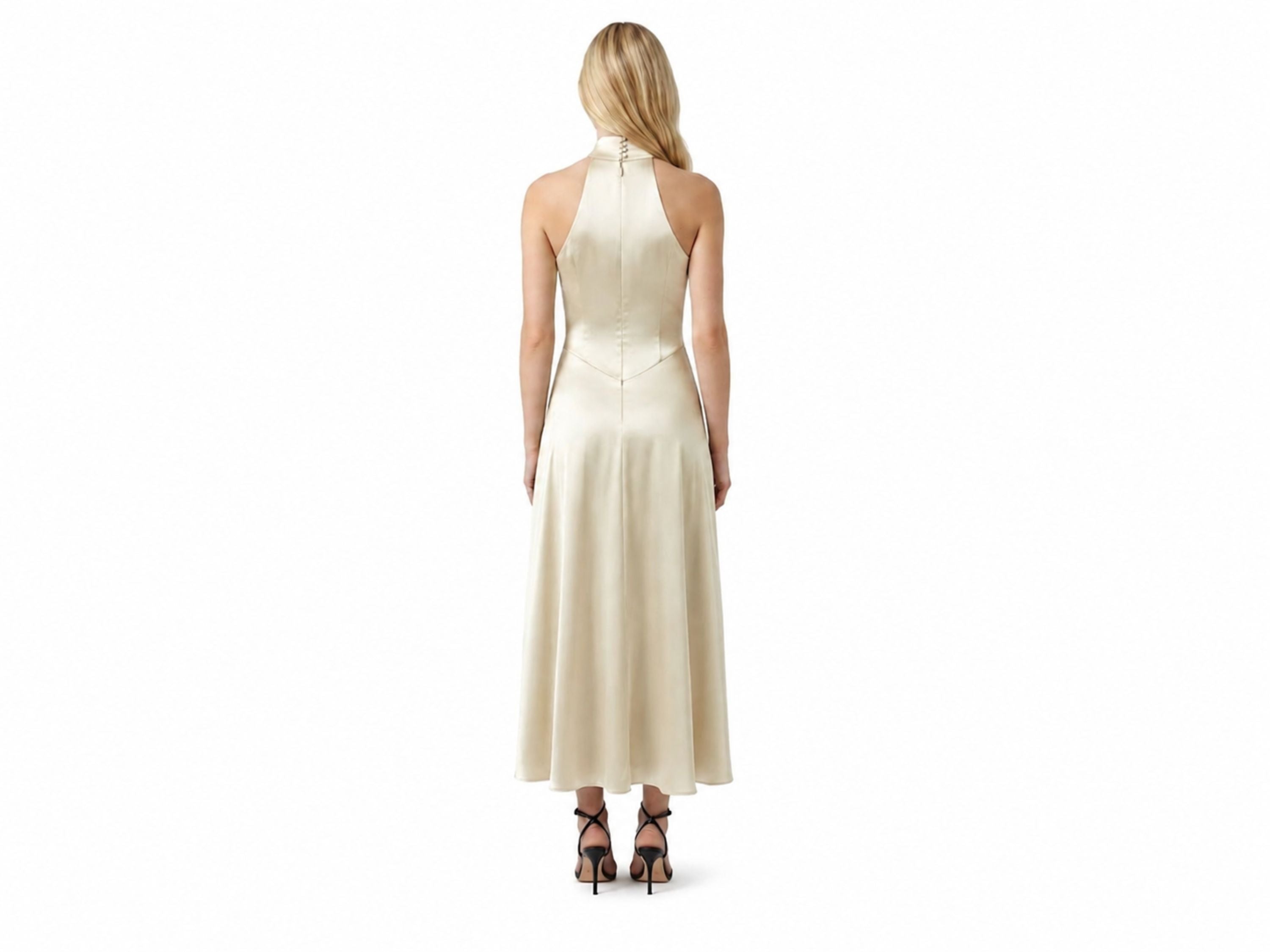 Wholesale Ivory Satin A-Line Prom Dress | Custom Sleeveless Formal Gown Manufacturer for Boutiques