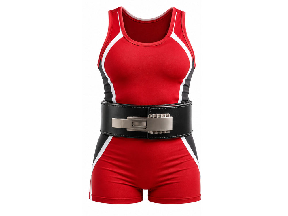 Red & Black Powerlifting Uniform Men’s Weightlifting Singlet Wholesale Low MOQ Custom Team Name front design preview