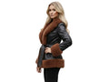 Black Lambskin Leather Fur Coat Wholesale | Women’s Belted Winter Coat Manufacturer
