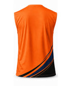 Custom Sleeveless Sports Tank – Orange & Black Compression Top – Wholesale & Bulk Activewear