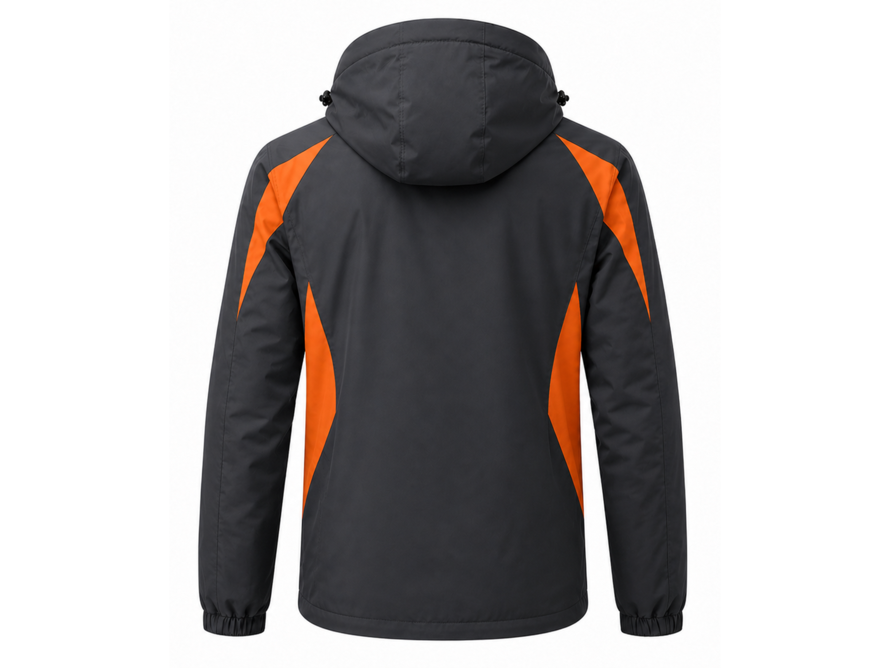 Waterproof Hooded Jacket Black and Orange  | B2B Low MOQ