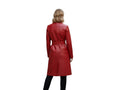 Women’s Red Cowhide Leather Trench Coat Wholesale Custom Private Label Outerwear Manufacturer