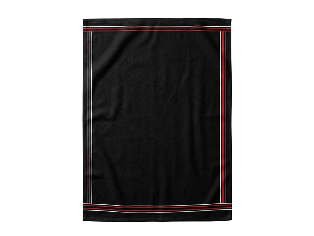 B2B Cornhole Sports Towel Black Red Stripe Team Towel for Wholesale Buyers front design preview