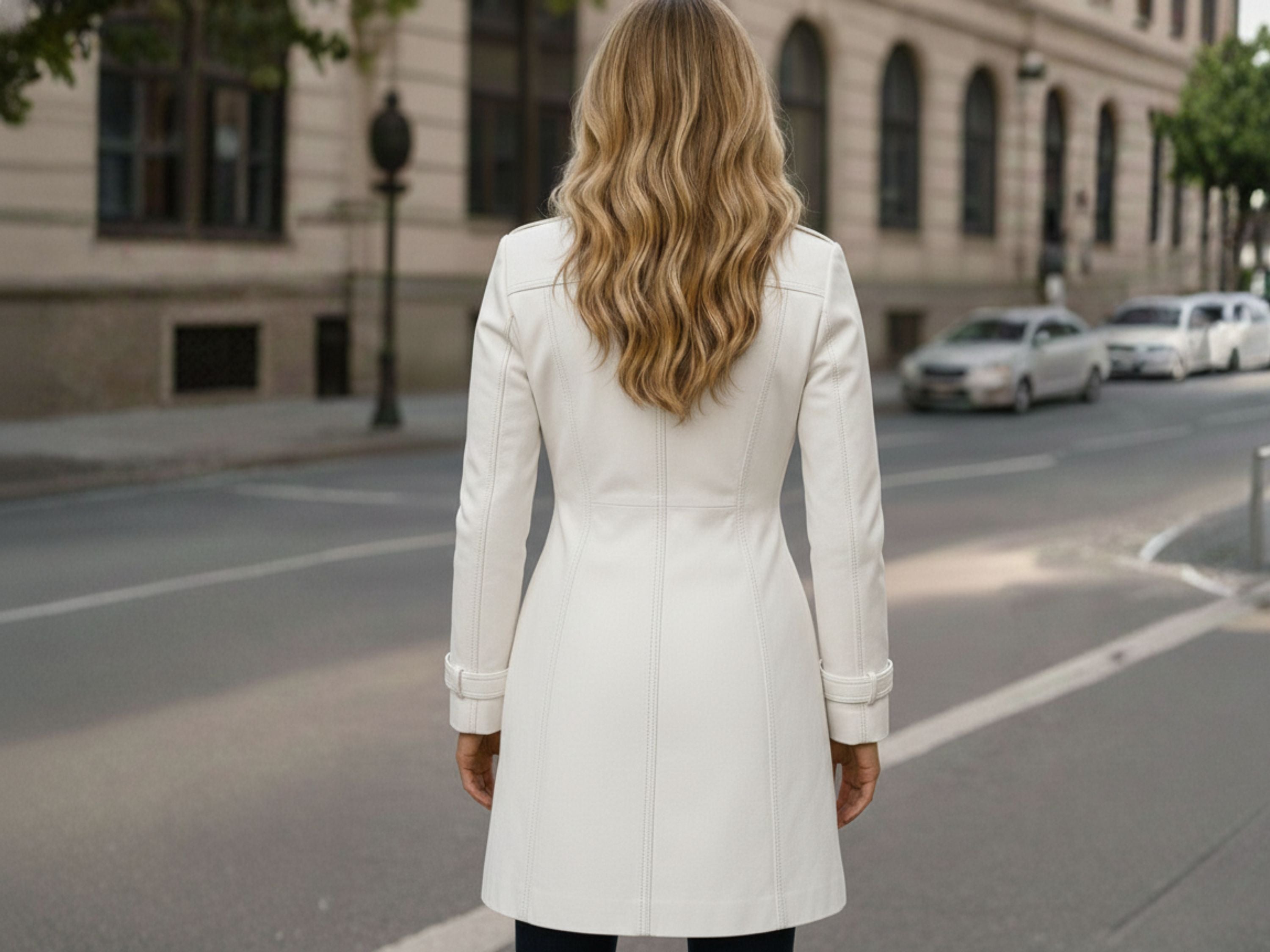 Women’s White Lambskin Leather Coat Wholesale Custom Private Label Leather Outerwear Manufacturer