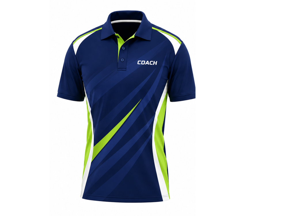 Custom Navy Volleyball Coach Jersey – Short Sleeve Team Polo for Wholesale Clubs front design preview