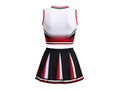 Wholesale Black & Red Cheerleading Uniform Matching Top & Skirt, Custom Team Name, Player Number, Low MOQ