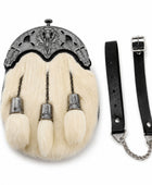 Rabbit Fur Dress Sporran White with Openwork Silver Cantle | B2B Low MOQ