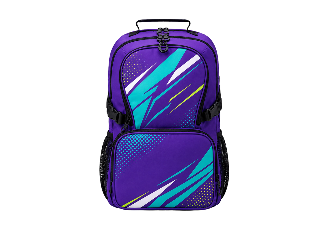 Custom Purple Volleyball Backpack – Wholesale Team Sports Bag for Clubs front design preview