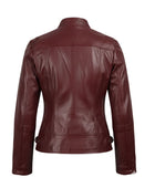 Burgundy Slim Fit Cropped Leather Jacket | Wholesale Custom Private Label Manufacturer