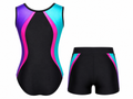 Custom Gymnastics Leotard and Shorts Set | Wholesale Gym Team Set | Black Purple Teal Pink | Apparels Bridge