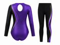 Custom Gymnastics Biketard | Wholesale Gym Team Biketard | Black Purple Gold | Apparels Bridge