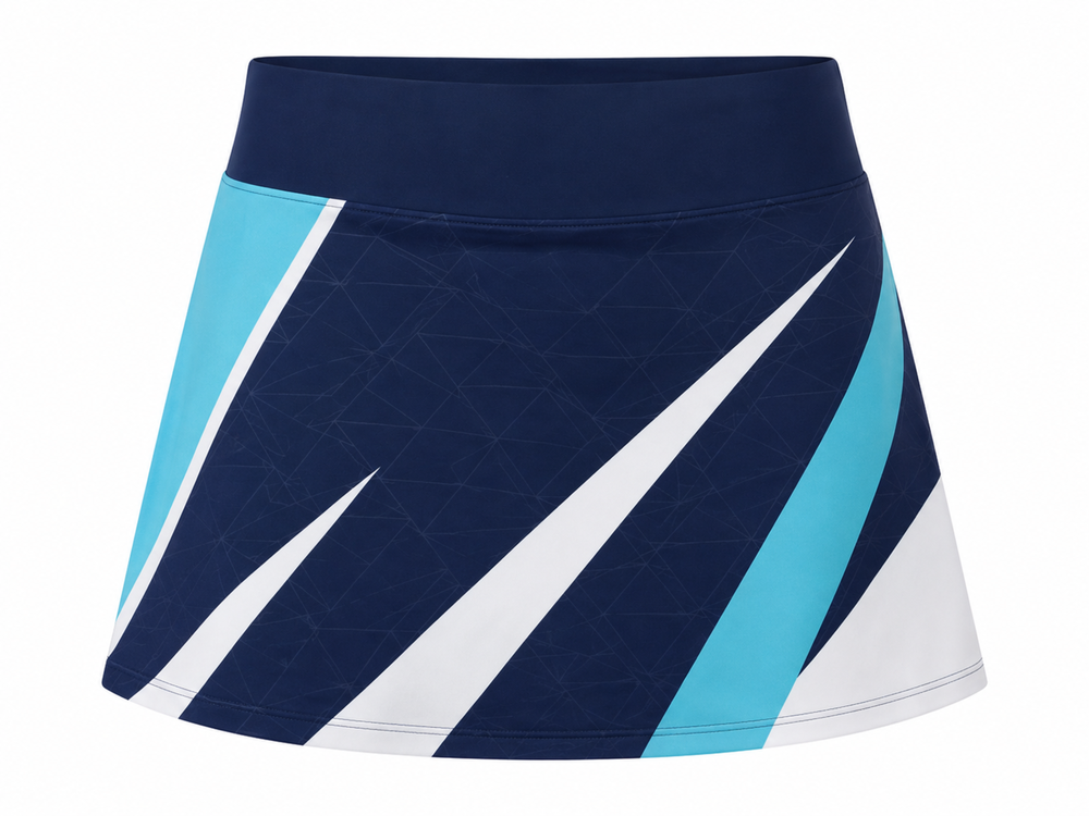 Custom Navy Women Tennis Skort Teal White Team Skirt for Clubs front design preview