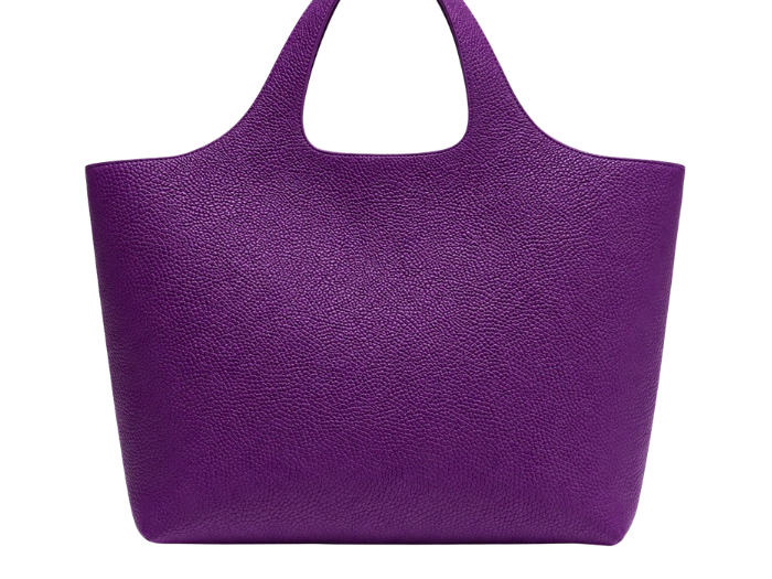B2B Leather Tote Bag with Cutout Handles Purple Low MOQ  Manufacturer front design preview