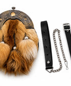 Red Fox Fur Dress Sporran Tan Brown with Engraved Brass Tone Cantle | B2B Low MOQ