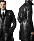 Men’s Black Crocodile Embossed Cowhide Leather Coat Wholesale Custom Private Label Manufacturer