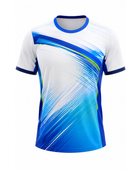 Custom Badminton Jersey – White/Blue/Yellow Team Shirt, Wholesale, Low MOQ, Bulk Sportswear