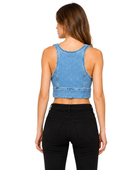 Custom Women’s Blue Cropped Denim Vest Top For B2B