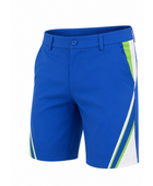 Men’s Blue Golf Shorts with White & Lime Accents – Performance Athletic Wear