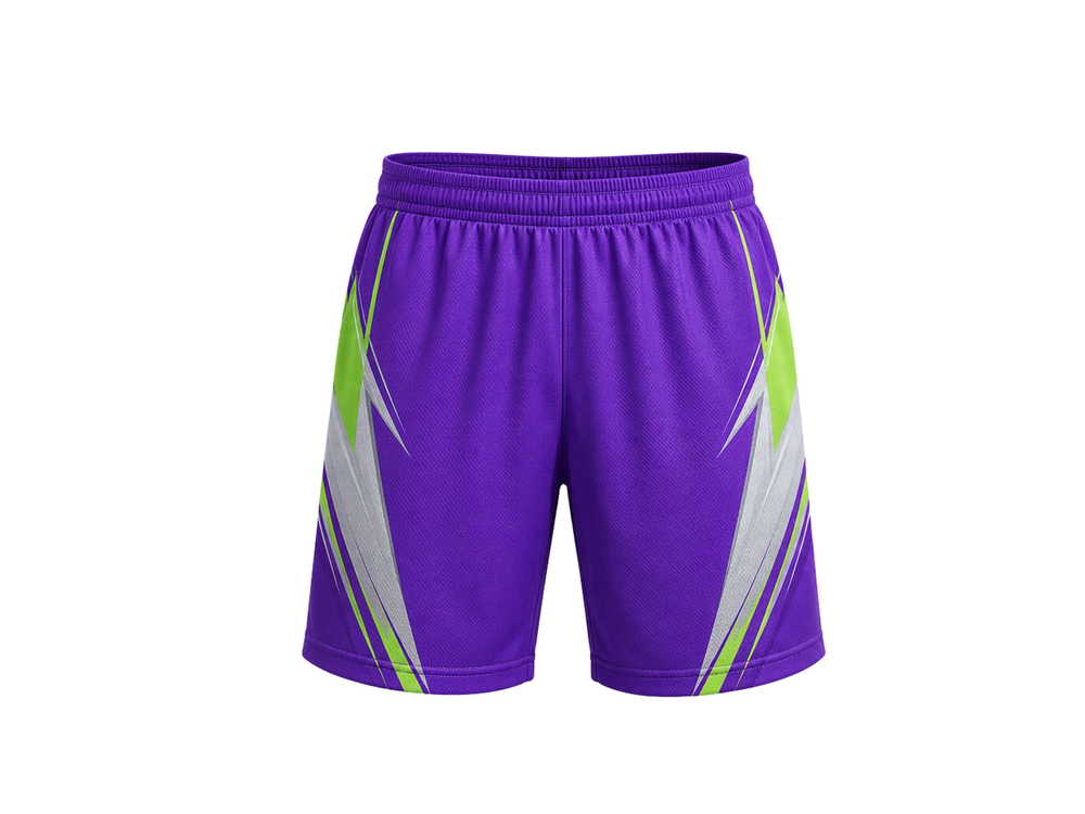 Wholesale Purple & Lime Lacrosse Shorts – Custom Team Uniforms, Bulk Orders, Low MOQ, Performance Sportswear front design preview