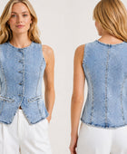 Wholesale Custom light blue Denim Vest Manufacturer Private Label Sleeveless Jean Waistcoat
