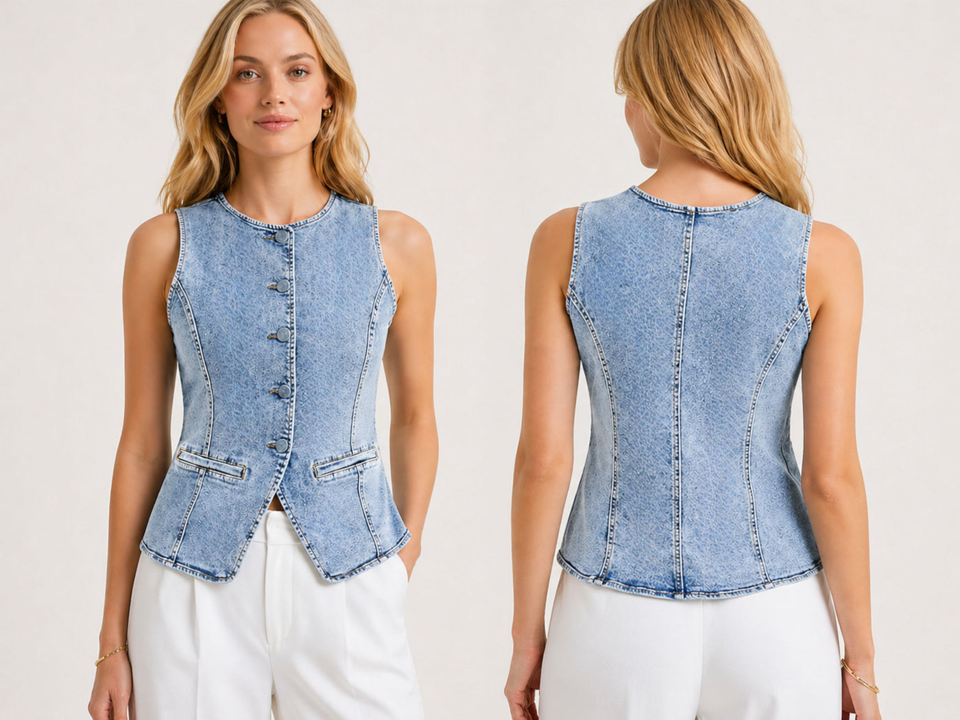 Wholesale Custom light blue Denim Vest Manufacturer Private Label Sleeveless Jean Waistcoat