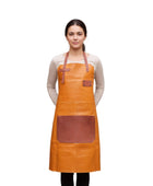 Women’s Genuine Leather Apron Cooking BBQ Grill Chef Apron for Women