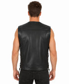 Men’s Buffalo Leather Biker Vest Wholesale | Custom Outlaw Denim Style Leather Vest Manufacturer