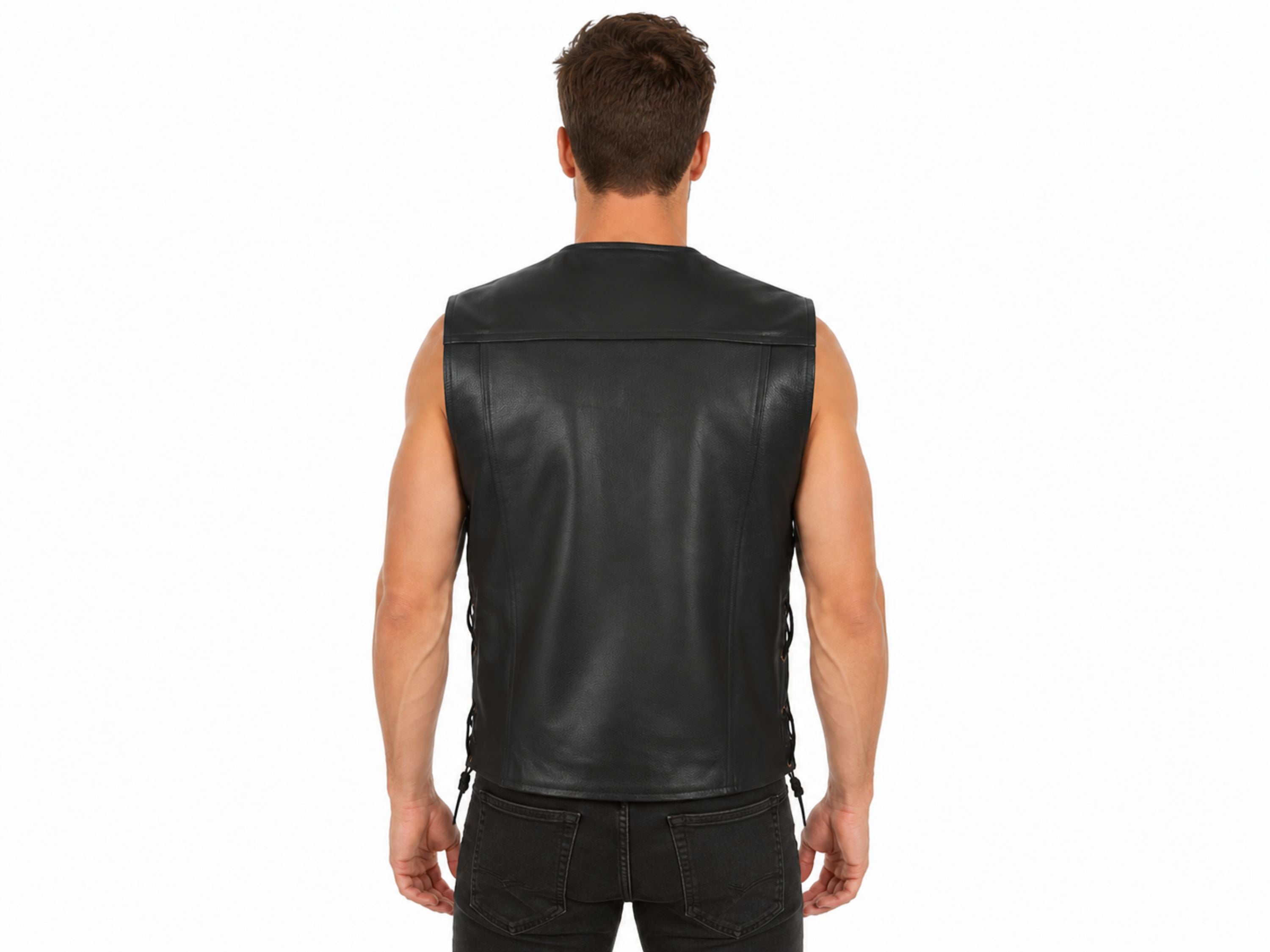 Black Distressed Leather Biker Vest Wholesale | Custom Outlaw Motorcycle Vest Manufacturer