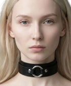 Women’s Black Leather O-Ring Choker Wholesale | Custom Wide Gothic Collar Manufacturer
