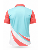 Custom Tennis Jersey – Coral & Sky Blue Performance Polo, Wholesale Bulk, Low MOQ, Team Uniform