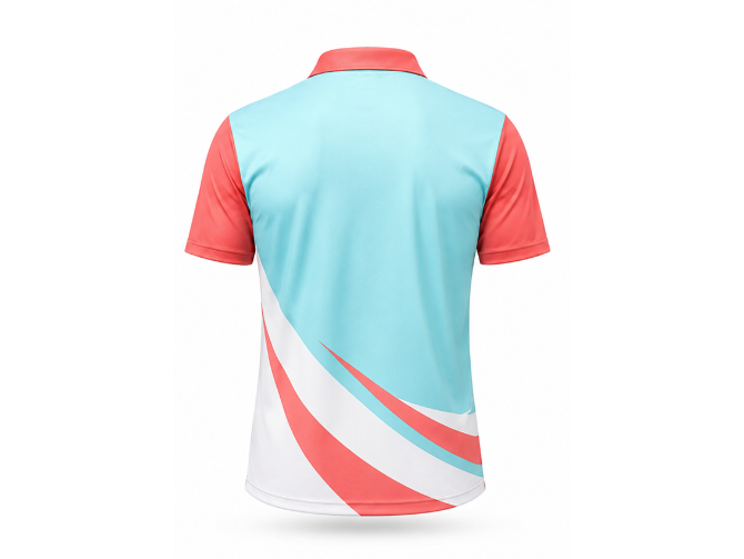 Custom Tennis Jersey – Coral & Sky Blue Performance Polo, Wholesale Bulk, Low MOQ, Team Uniform