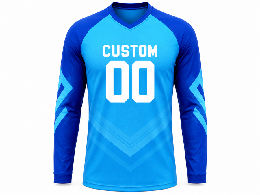 Custom Light Blue Soccer Base Layer | Wholesale Long Sleeve Team Compression Shirt design preview
