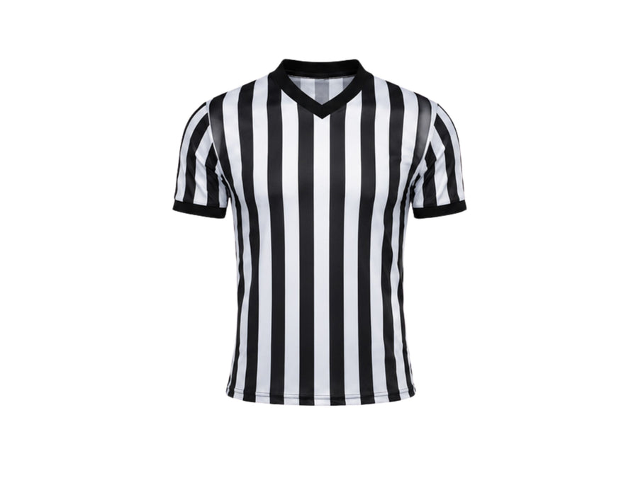 Custom Black White Basketball Referee Shirt | Wholesale V-Neck Officials Uniform design preview