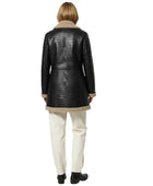 Black Crocodile Embossed Sheepskin Coat Wholesale | Women’s Faux Shearling Winter Jacket Manufacturer