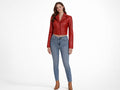 Women’s Red Cropped Lambskin Leather Blazer Jacket Wholesale Custom Private Label Manufacturer