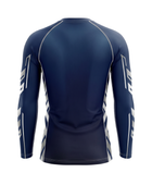 Custom MMA Rash Guard Full Sleeve – Navy White Combat Gym Teamwear for Wholesale Buyers