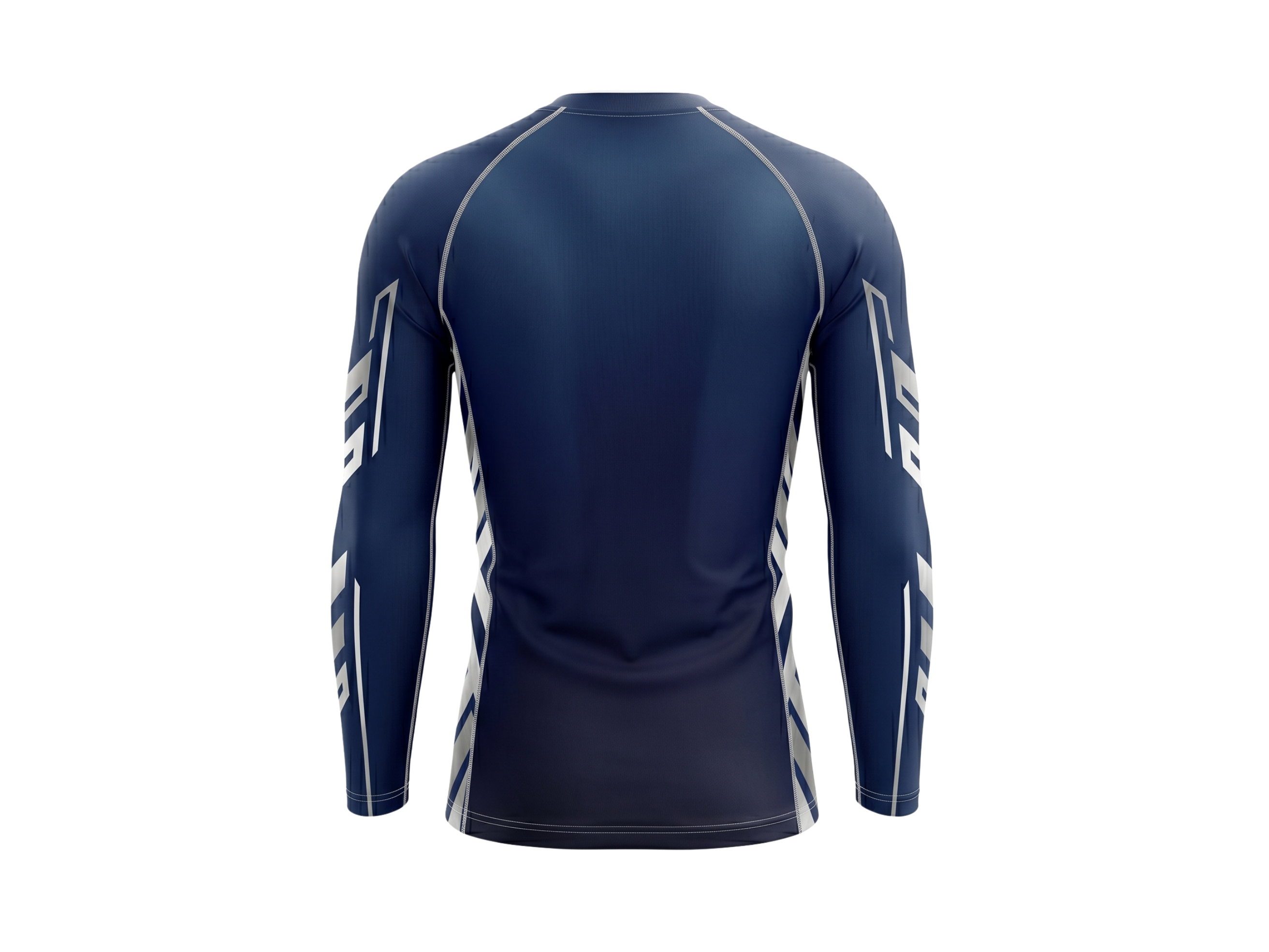 Custom MMA Rash Guard Full Sleeve – Navy White Combat Gym Teamwear for Wholesale Buyers