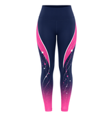 Custom Training and Lifestyle High Waist Leggings | Wholesale Gym Leggings | Navy Pink Purple | Apparels Bridge