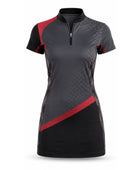 Custom Women's Golf Polo and Skort Set | Wholesale Ladies Golf Uniform | Charcoal Red | Apparels Bridge