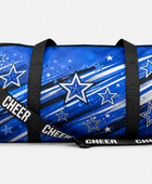Custom Blue Cheer Duffle Bag – Wholesale Cheer Team Gear Bag with Star Graphics