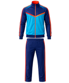 Custom Training and Lifestyle Tracksuit | Wholesale Jogging Suit Set | Navy Light Blue Red | Apparels Bridge