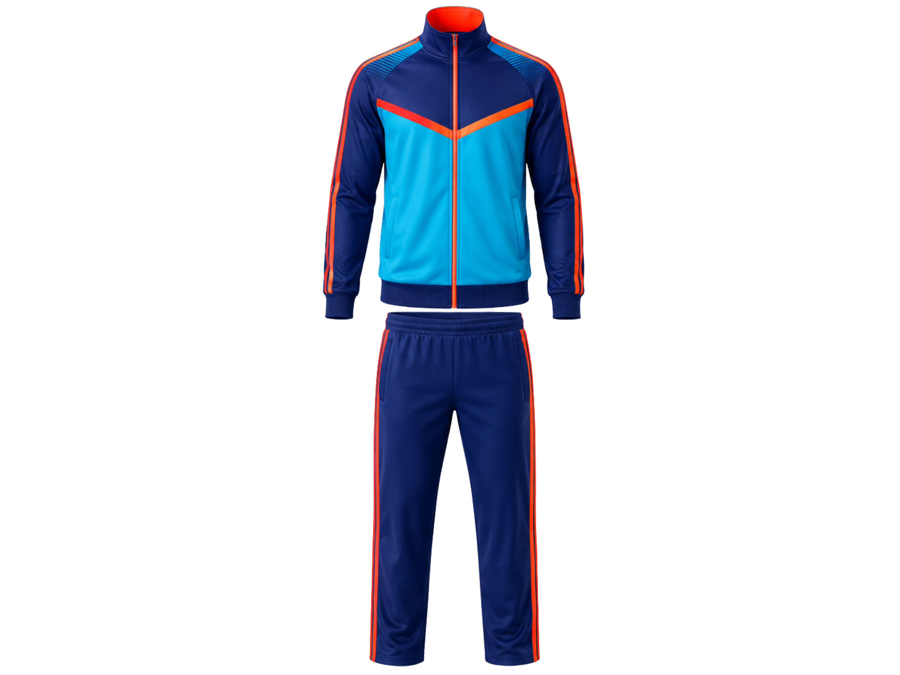 Custom Training and Lifestyle Tracksuit | Wholesale Jogging Suit Set | Navy Light Blue Red | Apparels Bridge