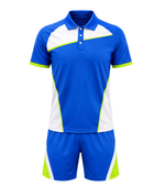 Wholesale Men’s & Youth Athletic Uniform Set – Short-Sleeve Polo & Matching Shorts, Blue White Team Gear