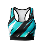 Custom Training and Lifestyle Sports Bra | Wholesale Gym Activewear Sports Bra | Black Teal White | Apparels Bridge
