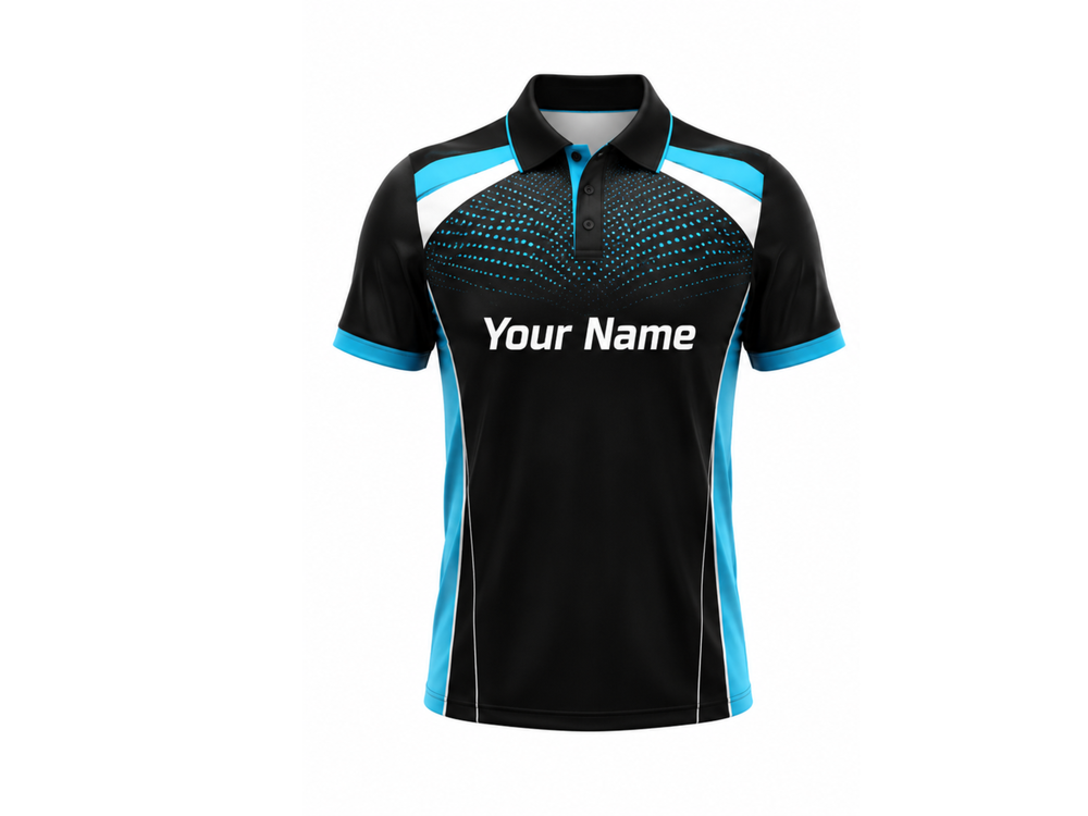 B2B Jersey Bowling Black & Teal Team Shirt Low MOQ Bulk Sportswear front design preview